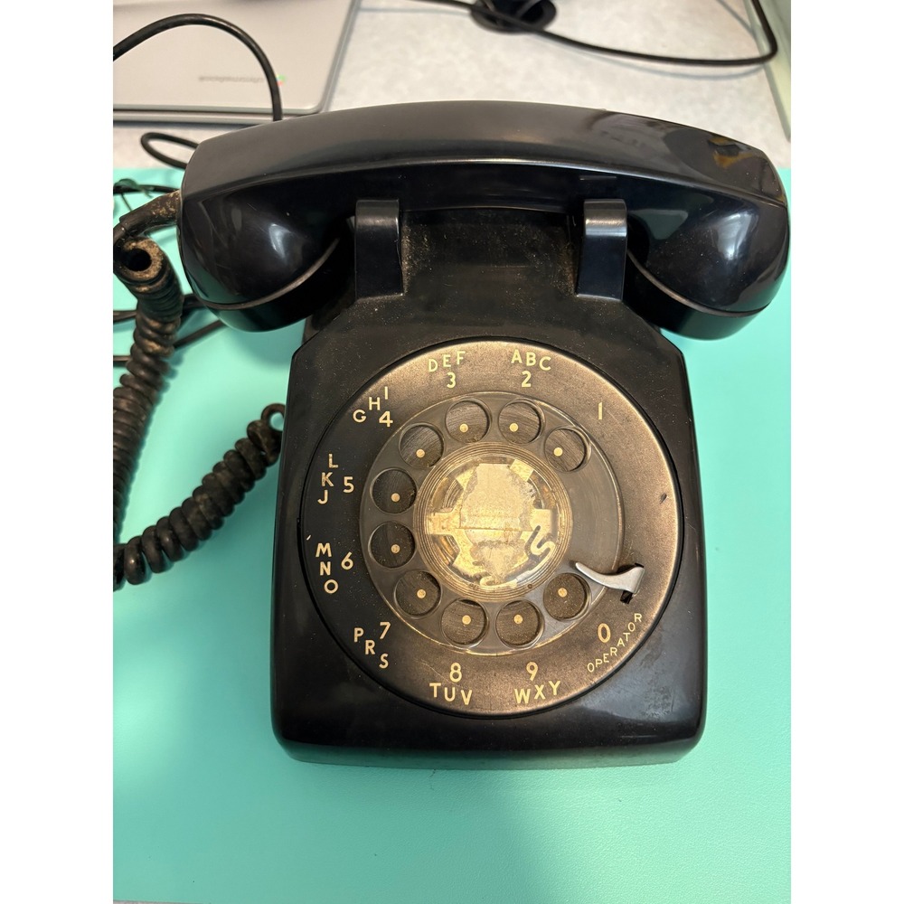 Vintage Western Electric Bell System 500 Rotary Dial Telephone Black 4-Prong plg